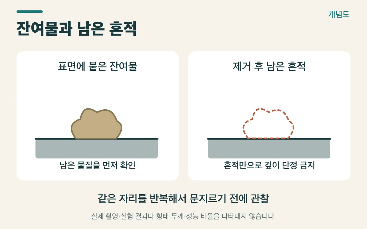 잔여물과 남은 흔적를 설명하는 개념도